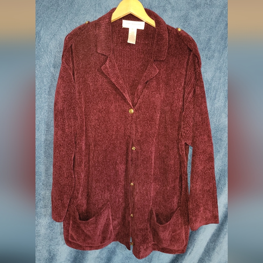 Jones New York Burgundy Cardigan Sweater